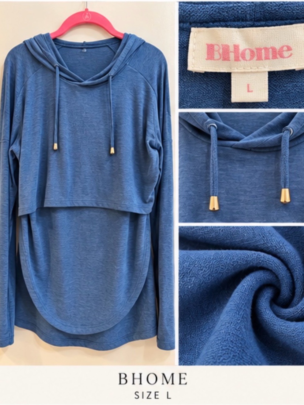 Blue Nursing Hoodie Sweater - Women